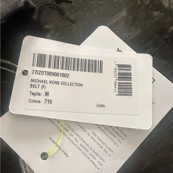 NWT MICHAEL KORS Metallic Snakeskin Embossed Long Leather Belt, 15mm - Gold - Picture 4 of 8